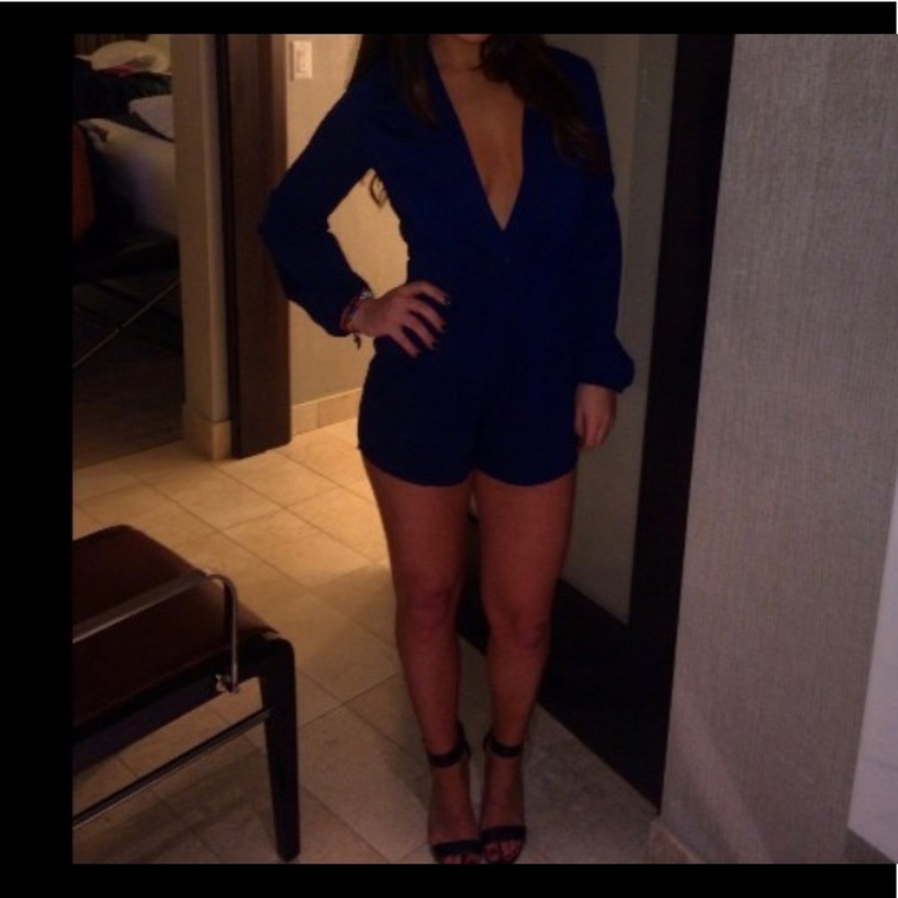 Dark blue Deep v neck romper